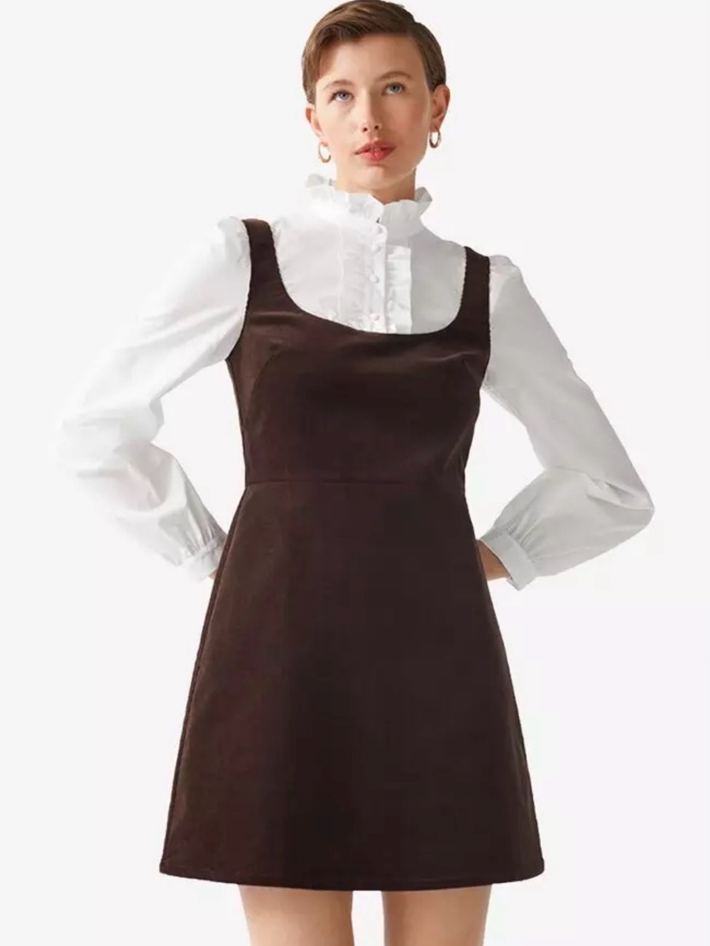 NWT FRILLED CORDUROY MINI DRESS